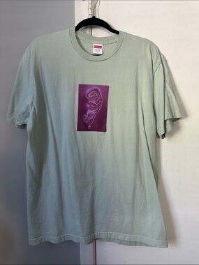 Supreme Mint Green Tee with Purple Graphic Print